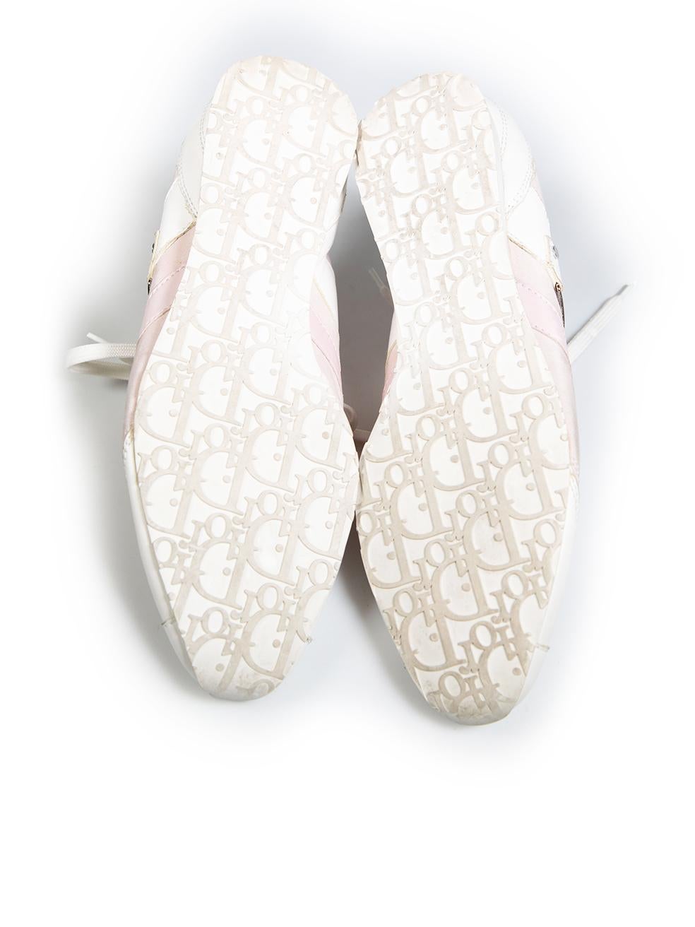 Dior White & Pink Leather Trainers Size IT 41 In Good Condition In London, GB