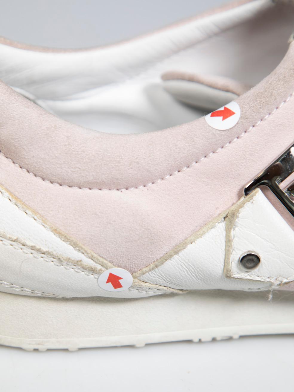 Dior White & Pink Leather Trainers Size IT 41 2