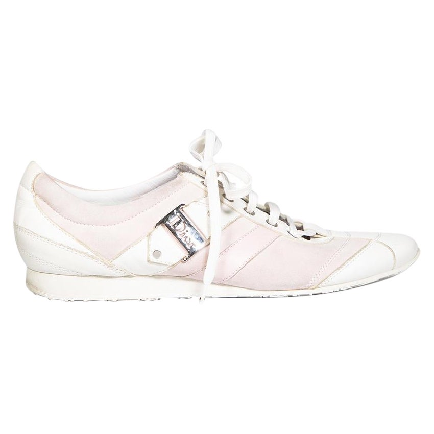 Dior White & Pink Leather Trainers Size IT 41