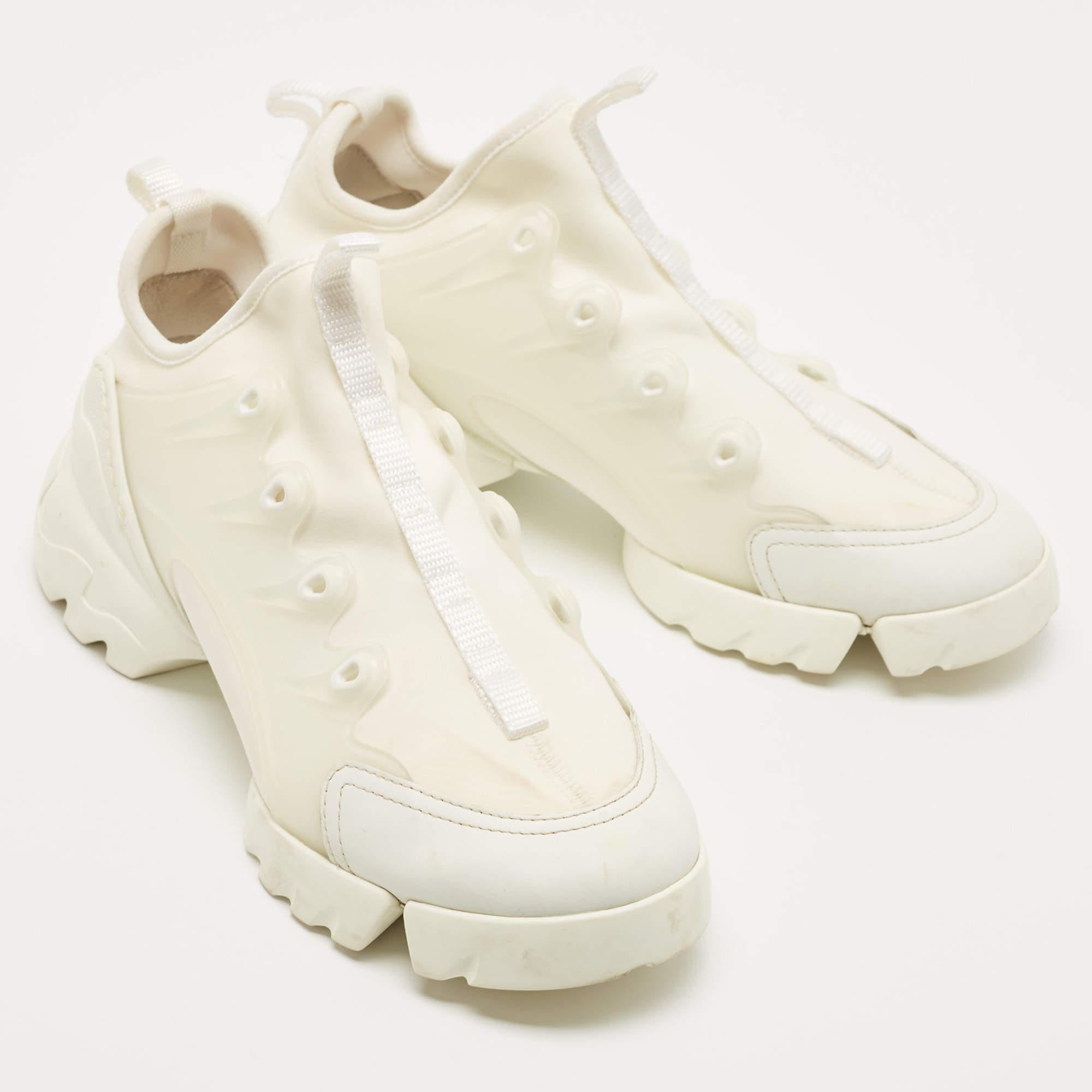 Dior White PVC and Fabric D-Connect Sneakers  1