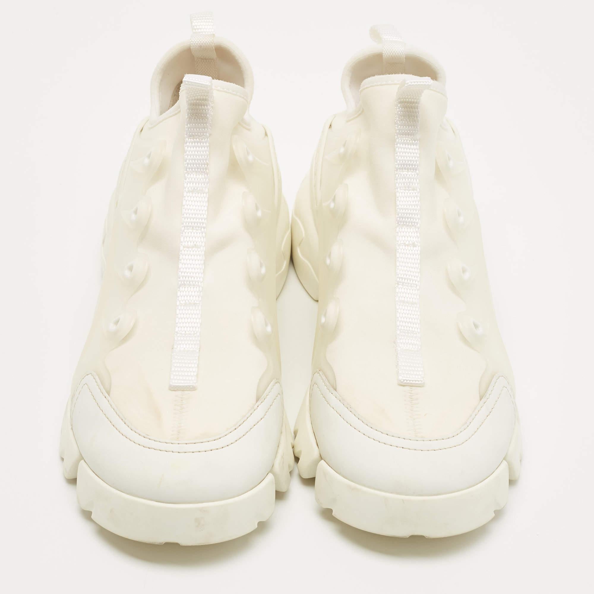 Dior White PVC and Fabric D-Connect Sneakers  3