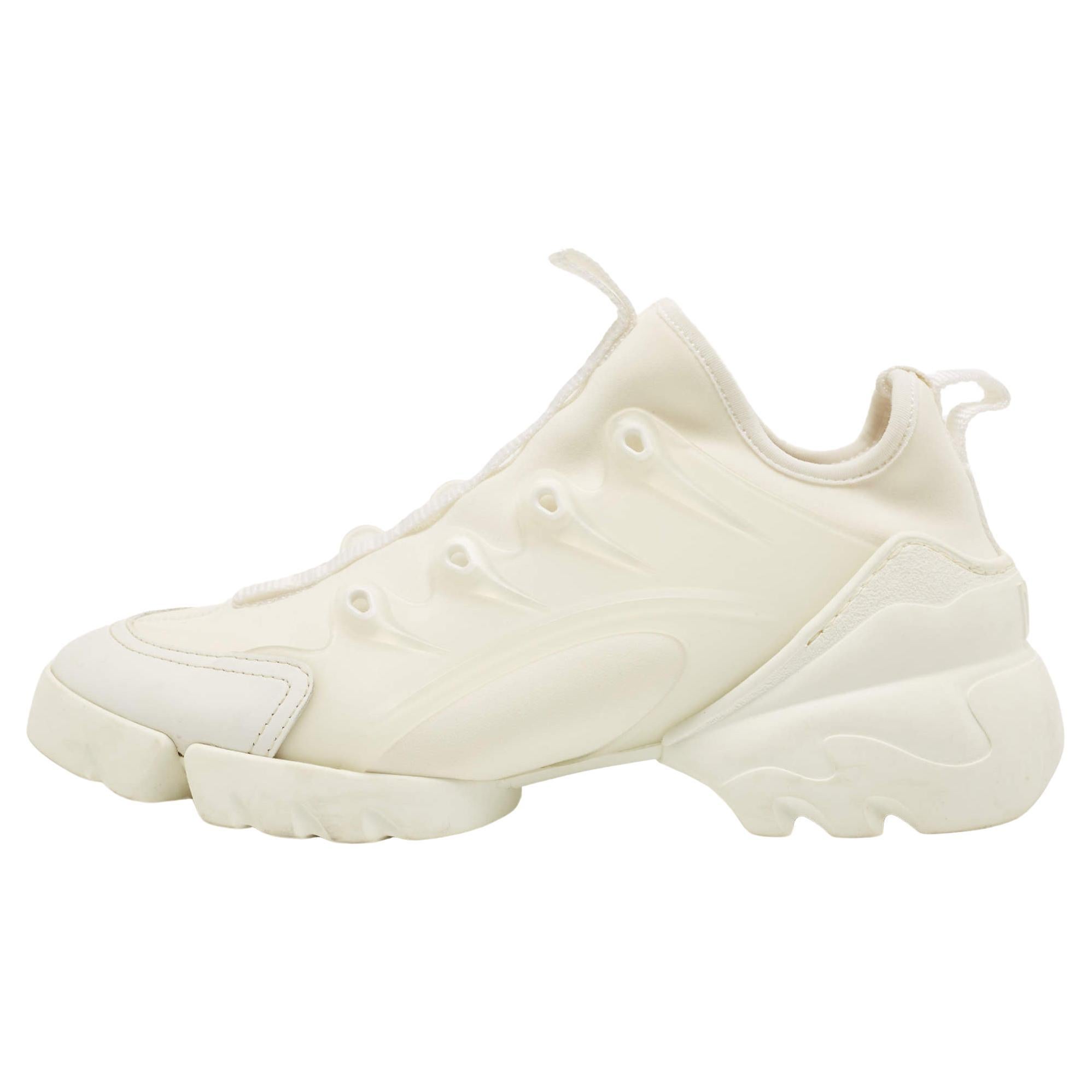 Dior White PVC and Fabric D-Connect Sneakers 