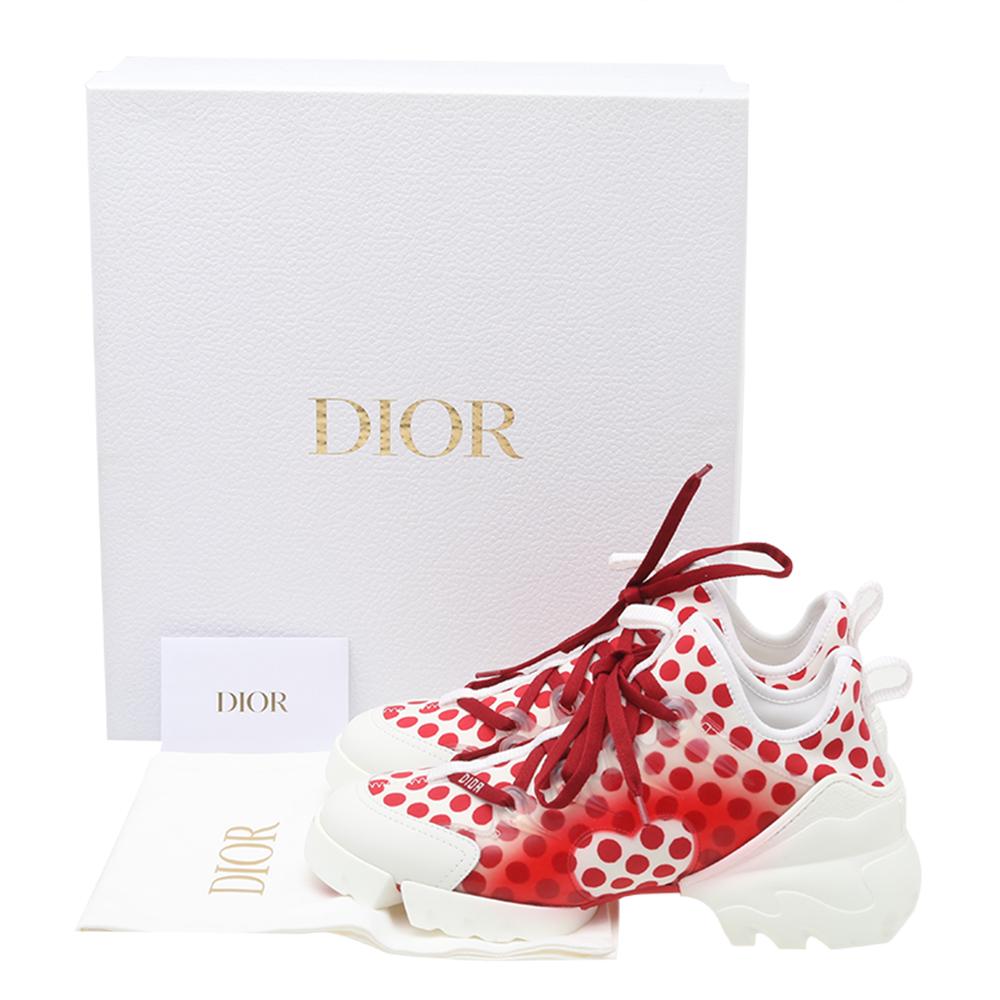Dior White-Red Fabric And Rubber D-Connect Dioramour Sneakers Size 36.5 1