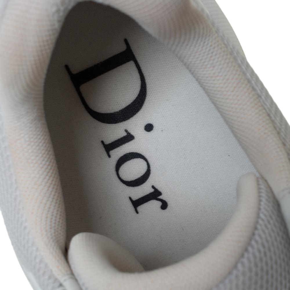 Gray Dior White/Silver Mesh And Leather B24 Sneakers Size 43