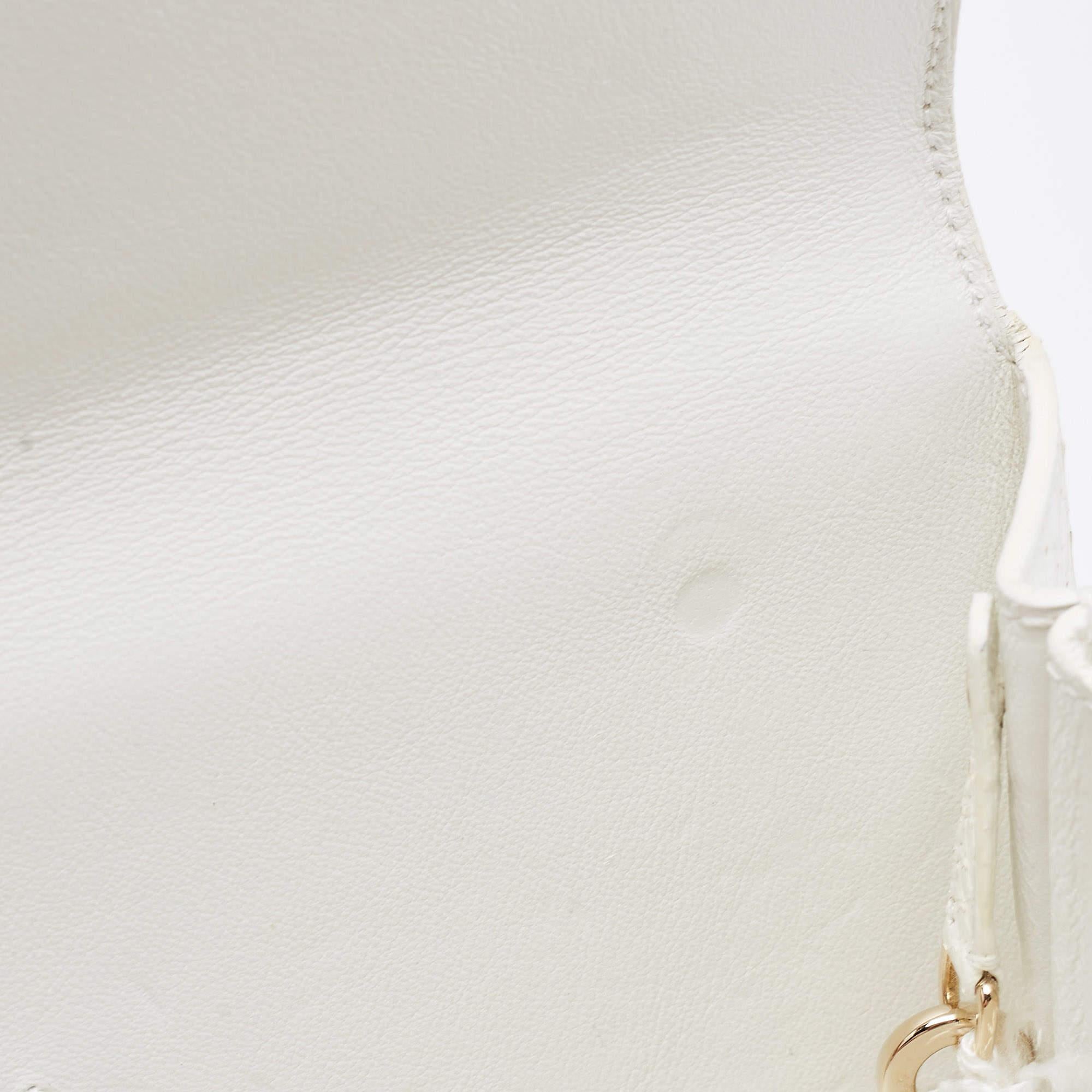 Dior White Snakeskin Leather Beaded Tassel Clutch 11
