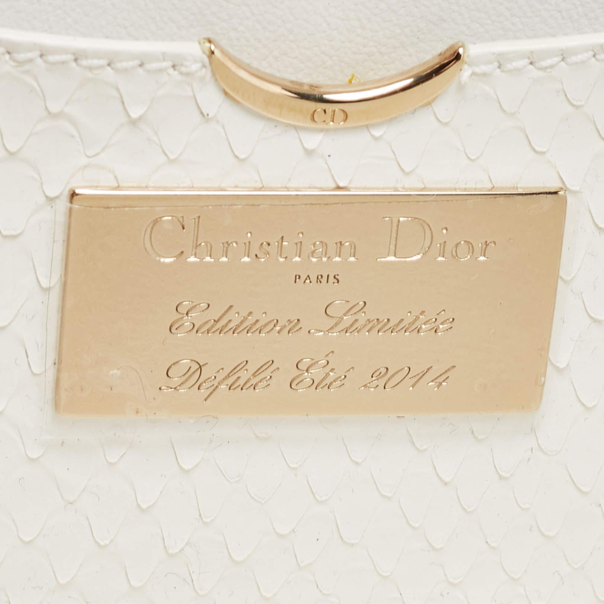 Dior White Snakeskin Leather Beaded Tassel Clutch 2