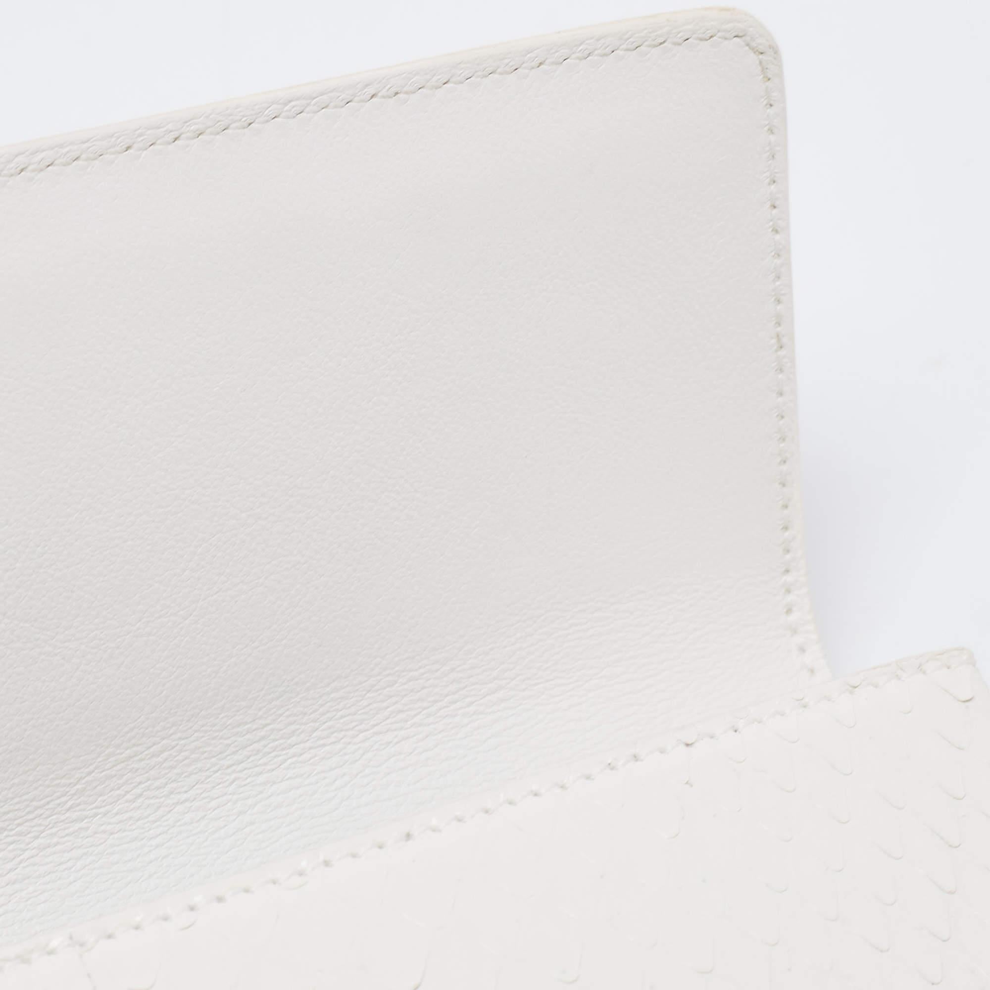 Dior White Snakeskin Leather Beaded Tassel Clutch 3