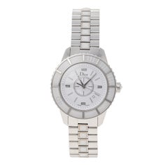 Dior White Stainless Steel Christal CD113111 Women's Wristwatch 33 mm