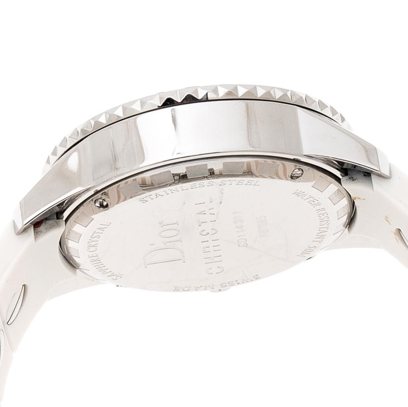 Dior White Stainless Steel Christal CD114311 Women's Wristwatch 38 mm 1