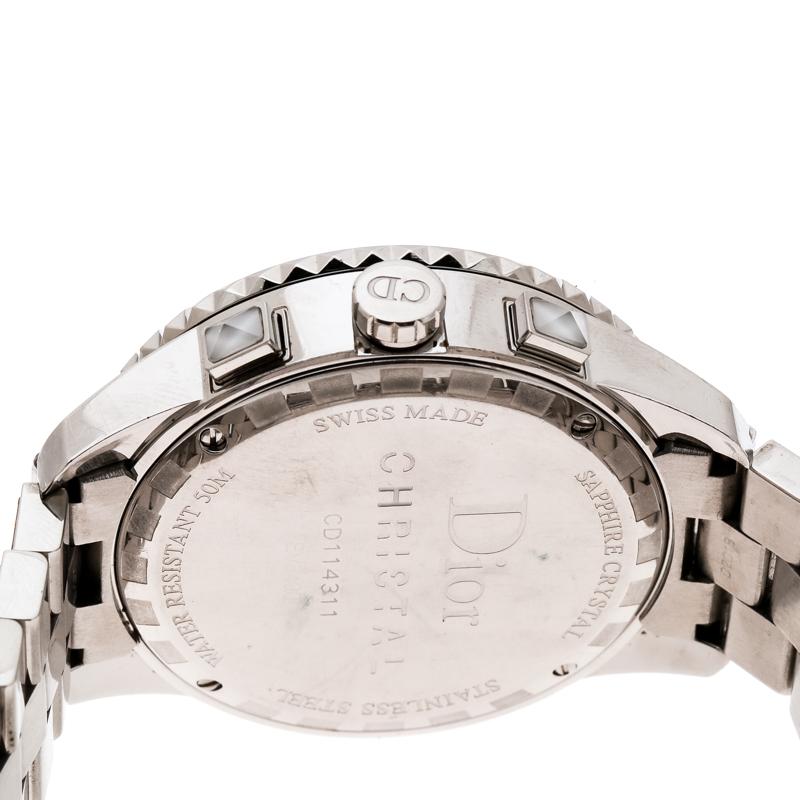 Dior White Stainless Steel Christal CD114311 Women's Wristwatch 38 mm 2