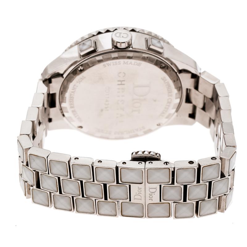 Dior White Stainless Steel Christal CD114311 Women's Wristwatch 38 mm 3