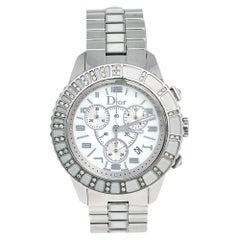 Dior Montre-bracelet Christal en acier inoxydable blanc pour femme 38 mm CD114311