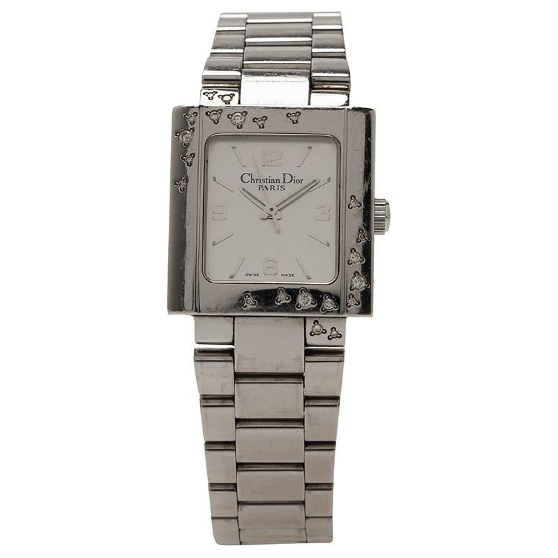 Contemporary Dior White Stainless Steel Christal Women's Wristwatch 38MM