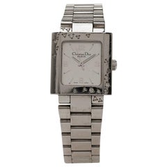 Dior White Stainless Steel Christal Women's Wristwatch 38MM