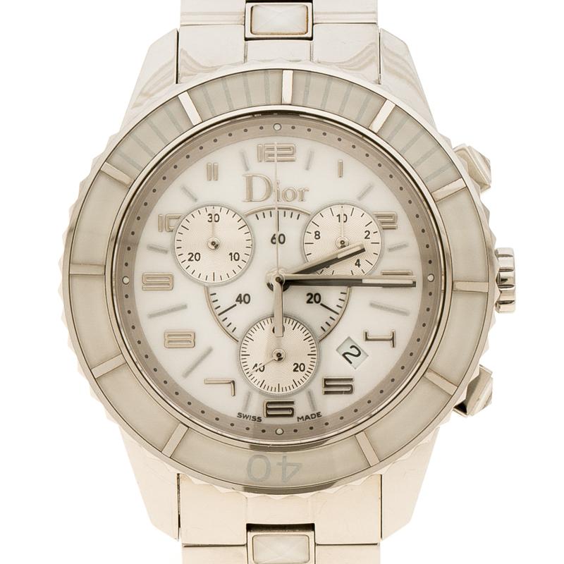 Dior White Stainless Steel Christal Women's Wristwatch 39 mm 1