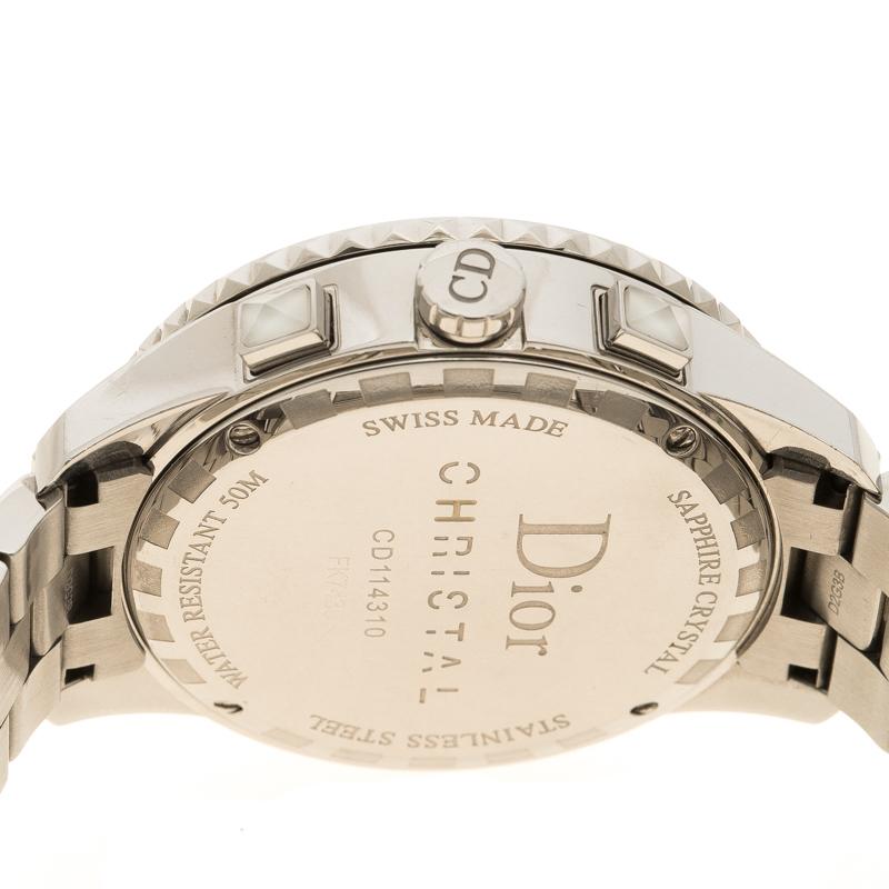 Dior White Stainless Steel Christal Women's Wristwatch 39 mm 2