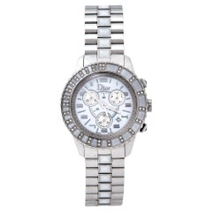 Dior Weiße Christal Damenarmbanduhr aus Edelstahl mit Diamanten CD114311M001 38 mm