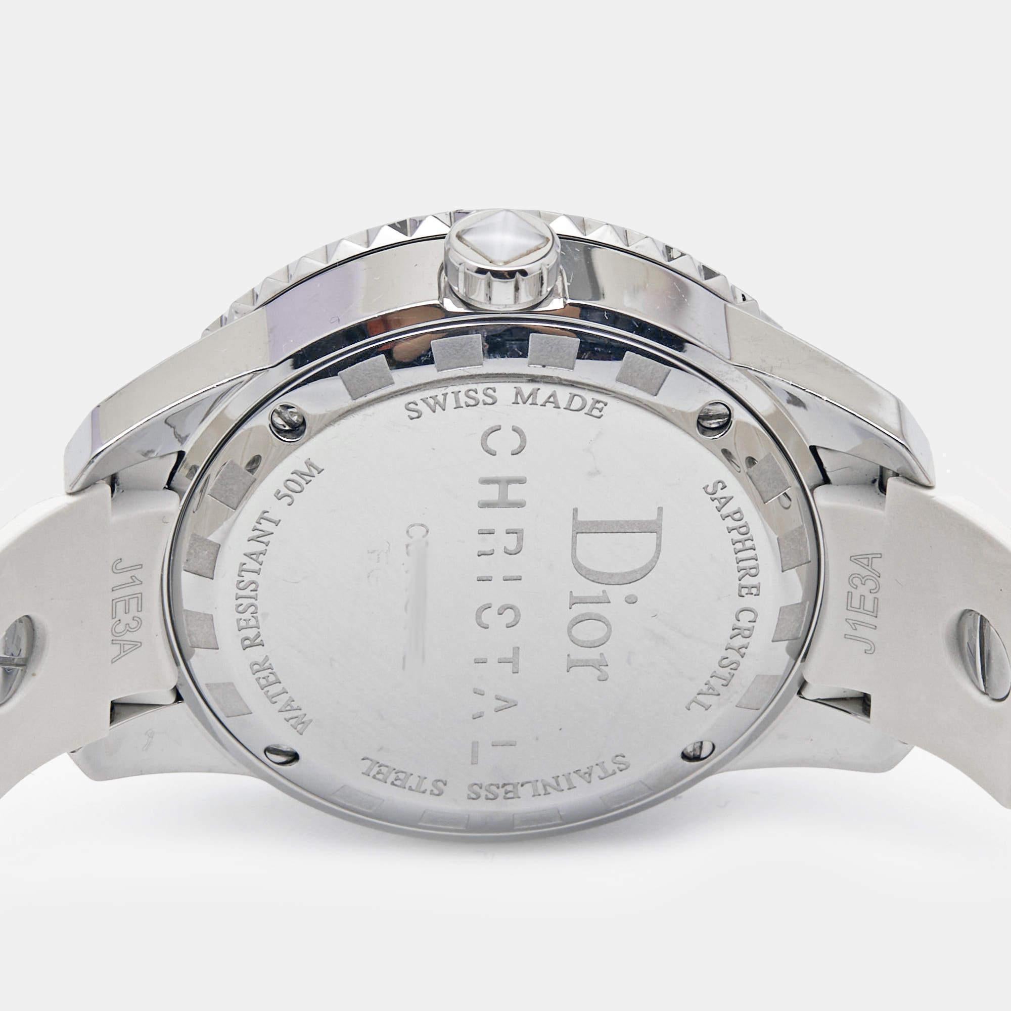 Dior Montre-bracelet Christal pour femme 33 mm en acier inoxydable blanc avec diamants et caoutchouc Excellent état à Dubai, Al Qouz 2