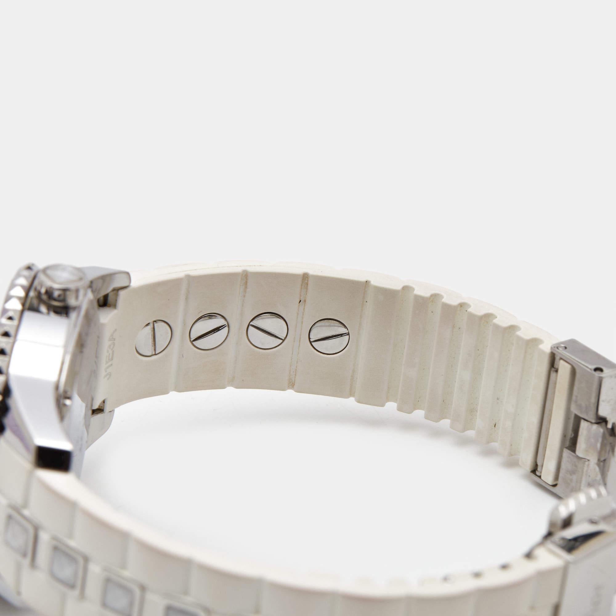  Dior Montre-bracelet Christal pour femme 33 mm en acier inoxydable blanc avec diamants et caoutchouc Pour femmes 