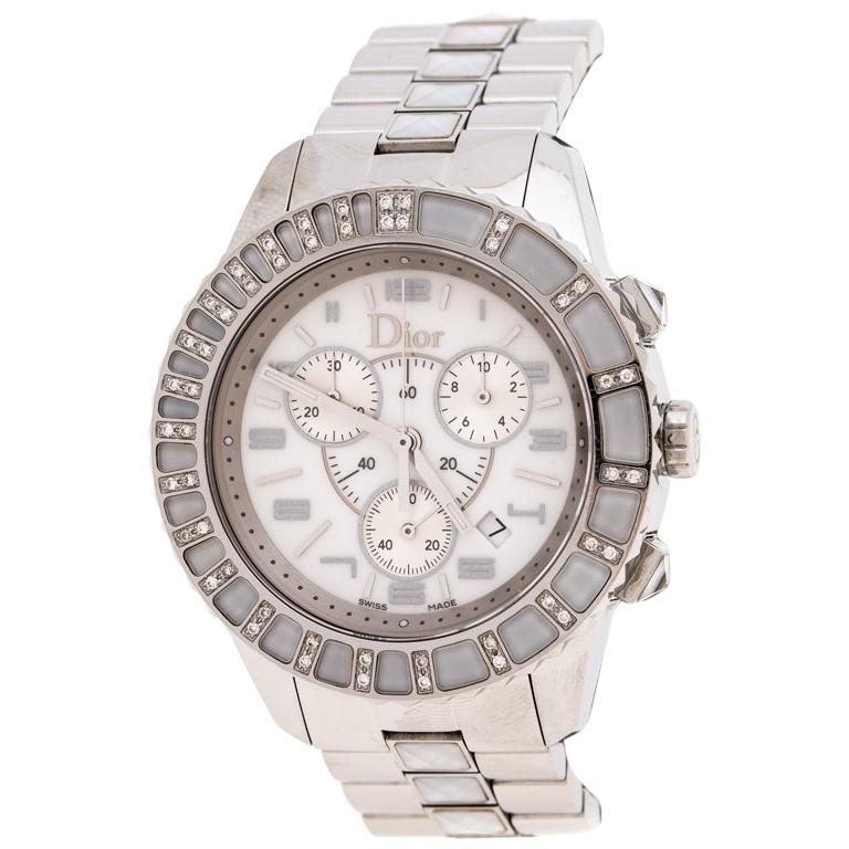 Dior White Stainless Steel Diamonds Christal CD114311 Women's Wristwatch 38 mm