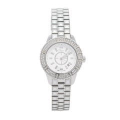 Dior White Stainless Steel Diamonds Christal Women's Wristwatch 33 mm