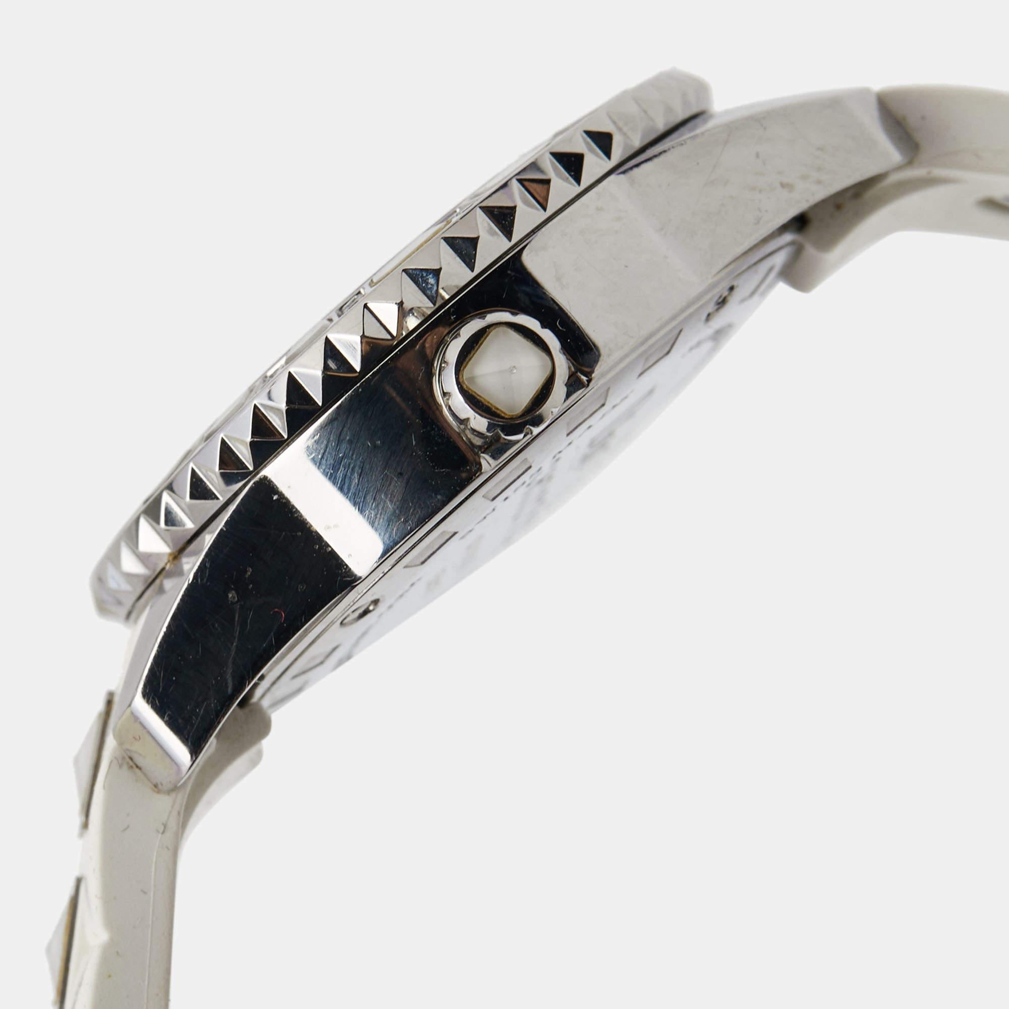 Dior White Stainless Steel Rubber Diamonds Christal CD112113R001 Women's Wristwa 2