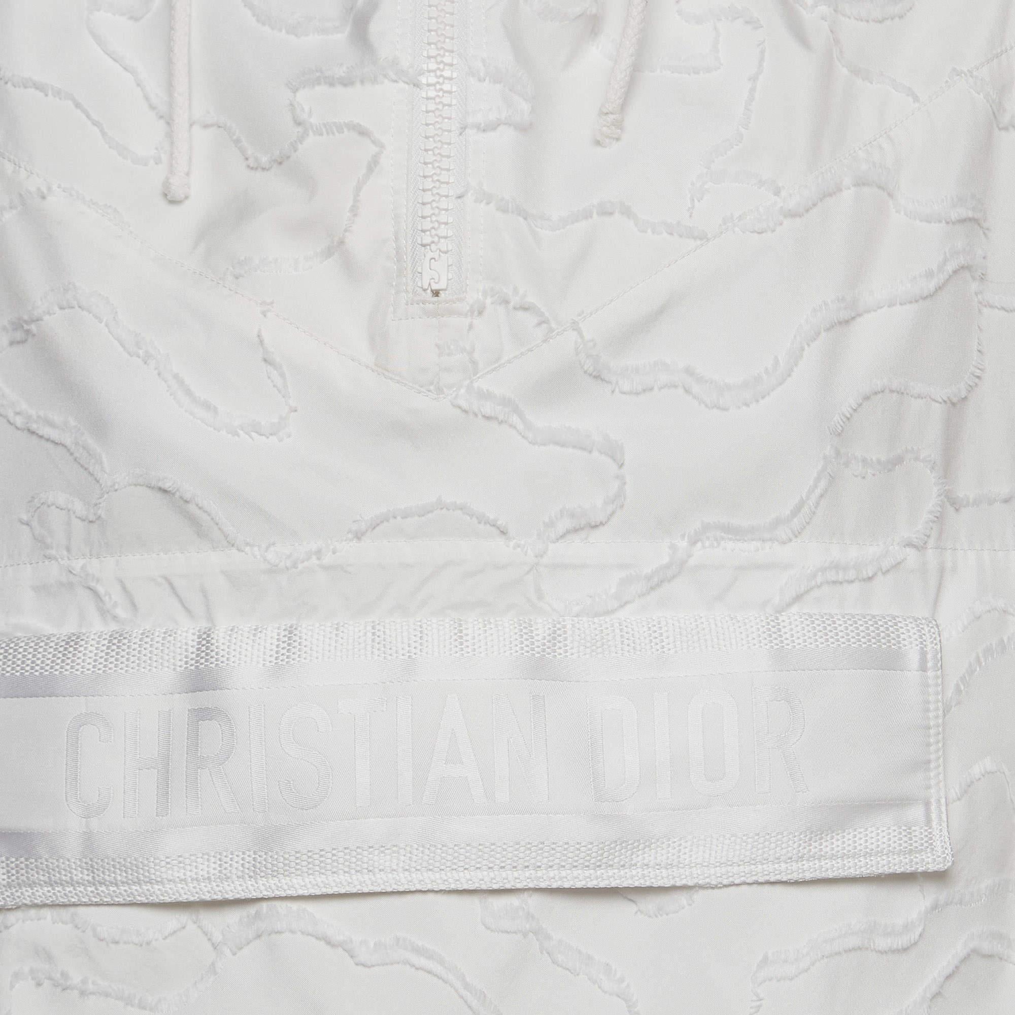 Dior Weißer Synthetischer Technischer Taft Anorak mit Hood's Jacke S Damen im Angebot