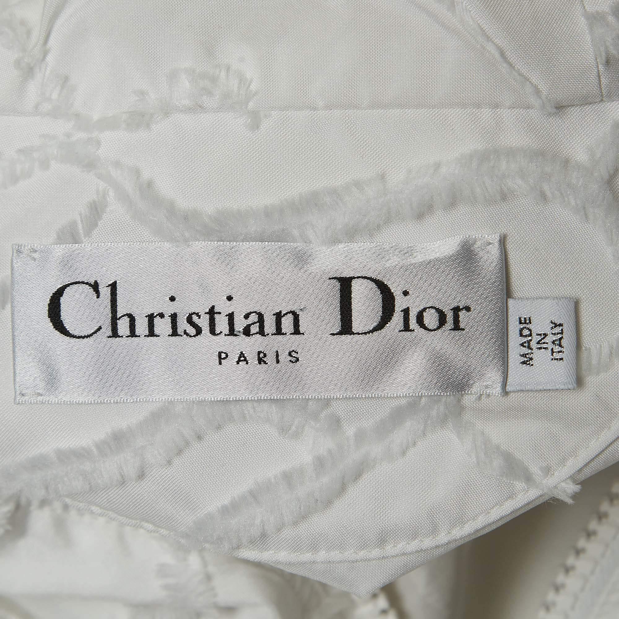 Dior Weißer Synthetischer Technischer Taft Anorak mit Hood's Jacke S im Angebot 3
