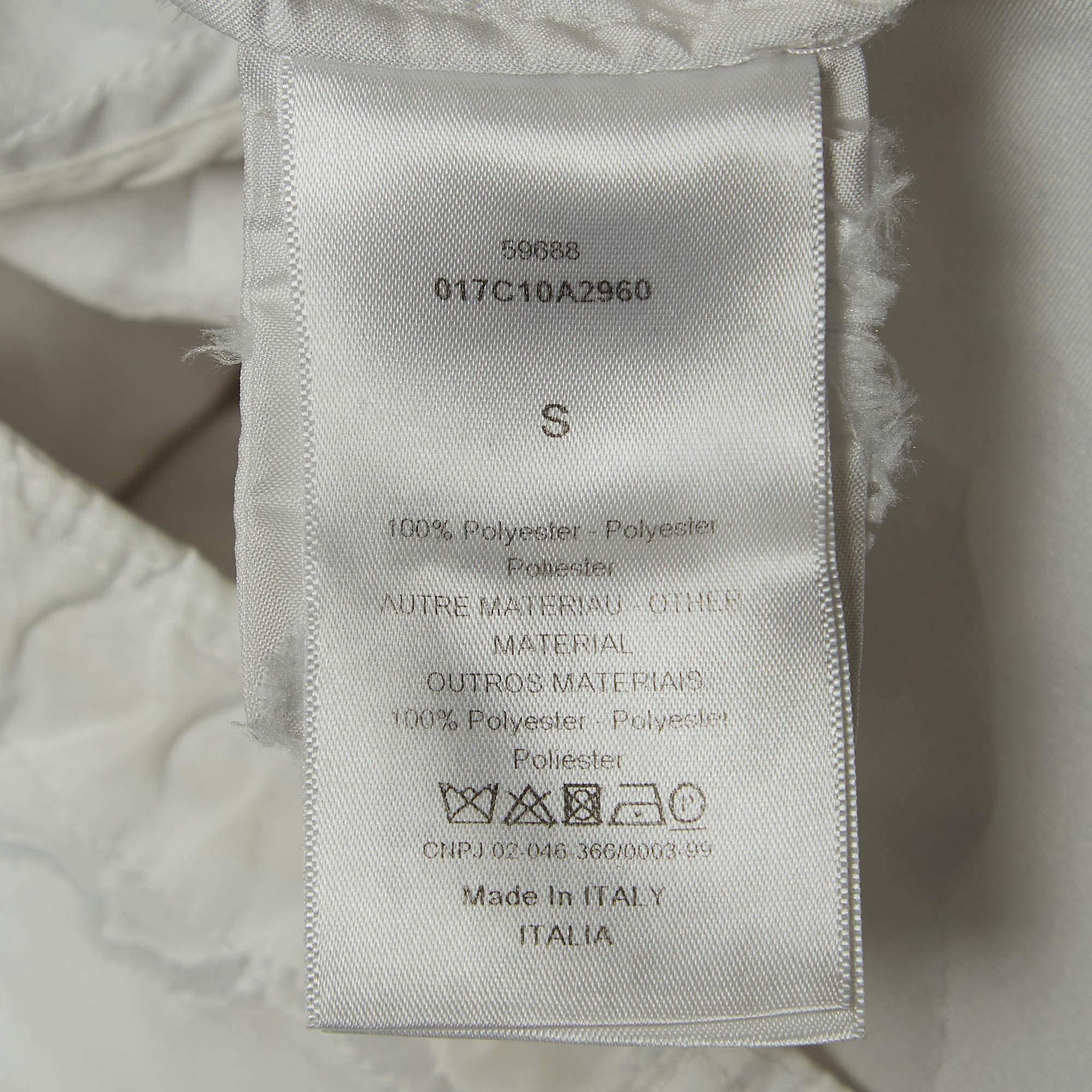 Dior Weißer Synthetischer Technischer Taft Anorak mit Hood's Jacke S im Angebot 4