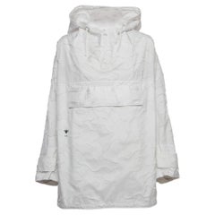 Used Dior White Synthetic Technical Taffeta Hooded Anorak Jacket S