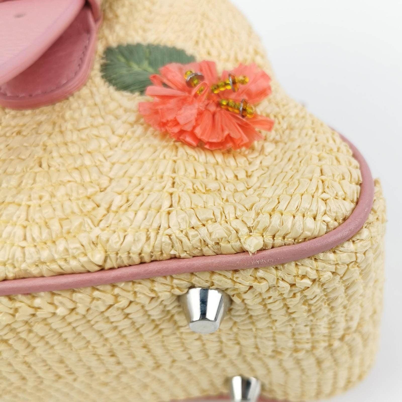 Dior Bolso Boston Bordado Floral Piel Rosa 4