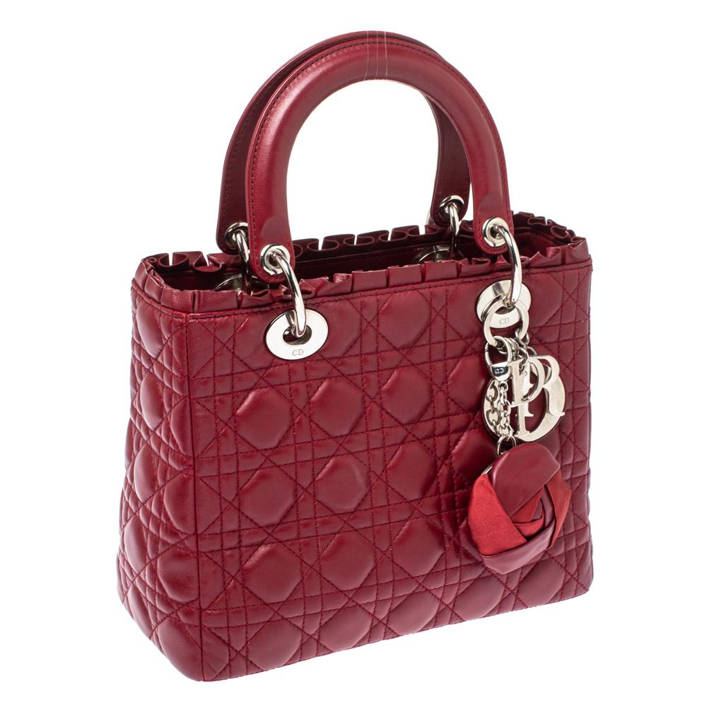 red ruffle handbag bag