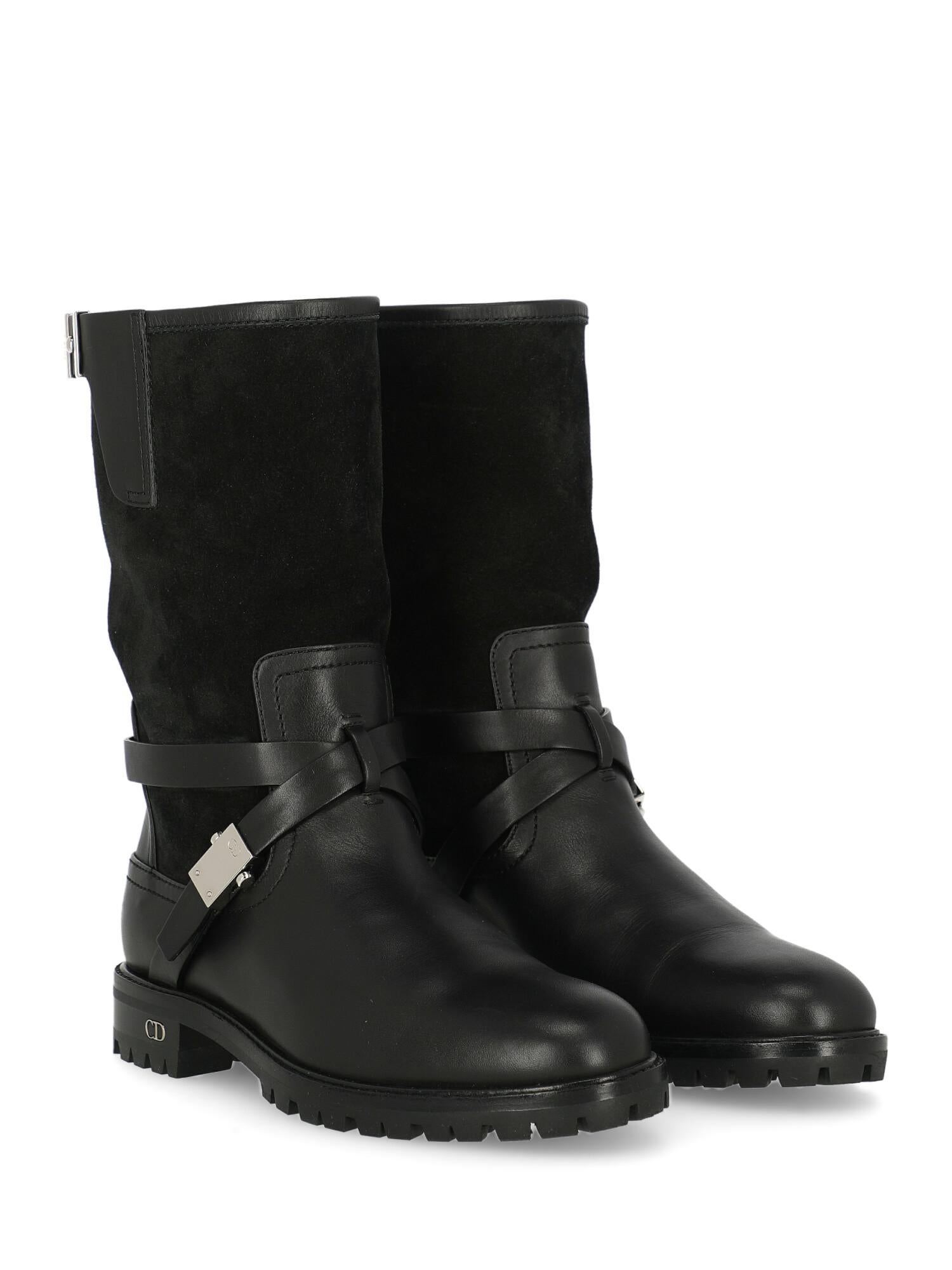 Dior Woman Ankle boots Black Leather IT 35.5 For Sale 2