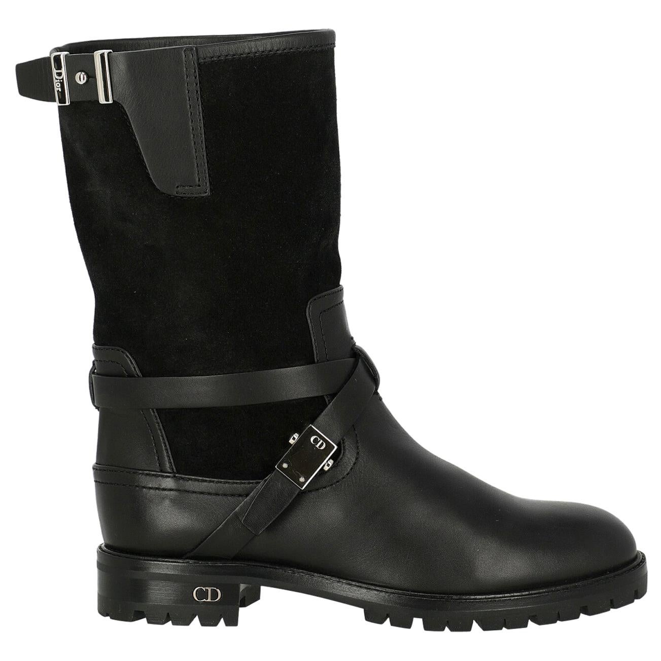 Dior Woman Ankle boots Black Leather IT 35.5 For Sale