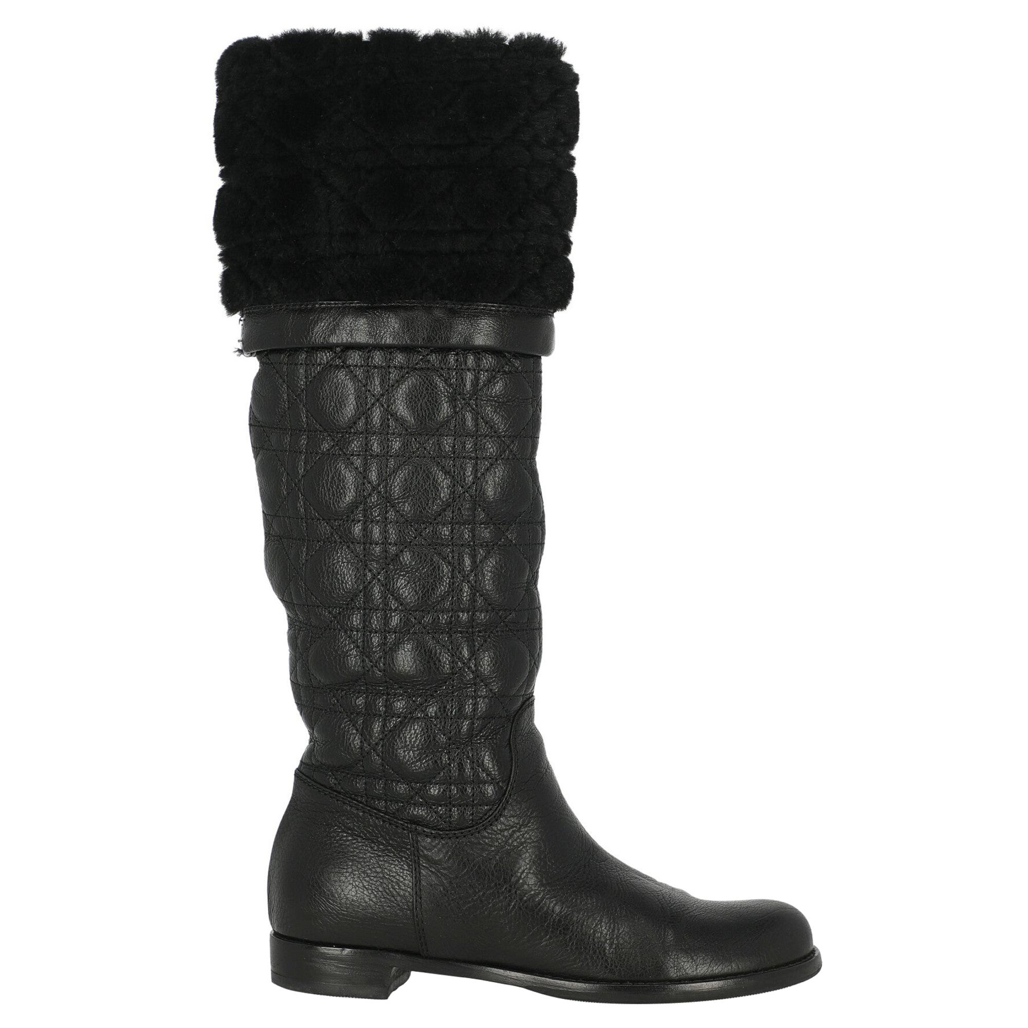 Dior Woman Boots Black Leather IT 36 For Sale