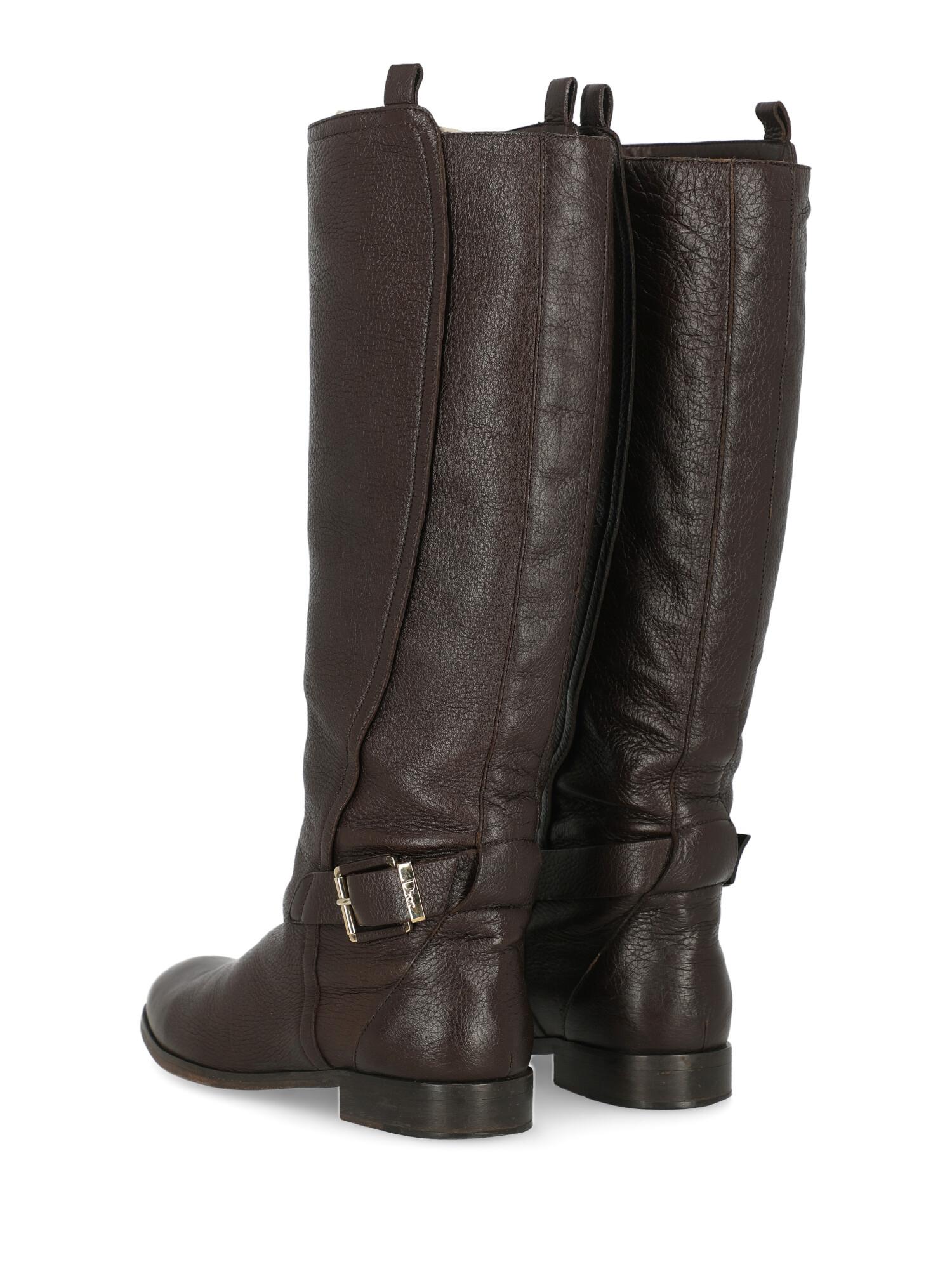 Black Dior Woman Boots Brown Leather IT 39 For Sale