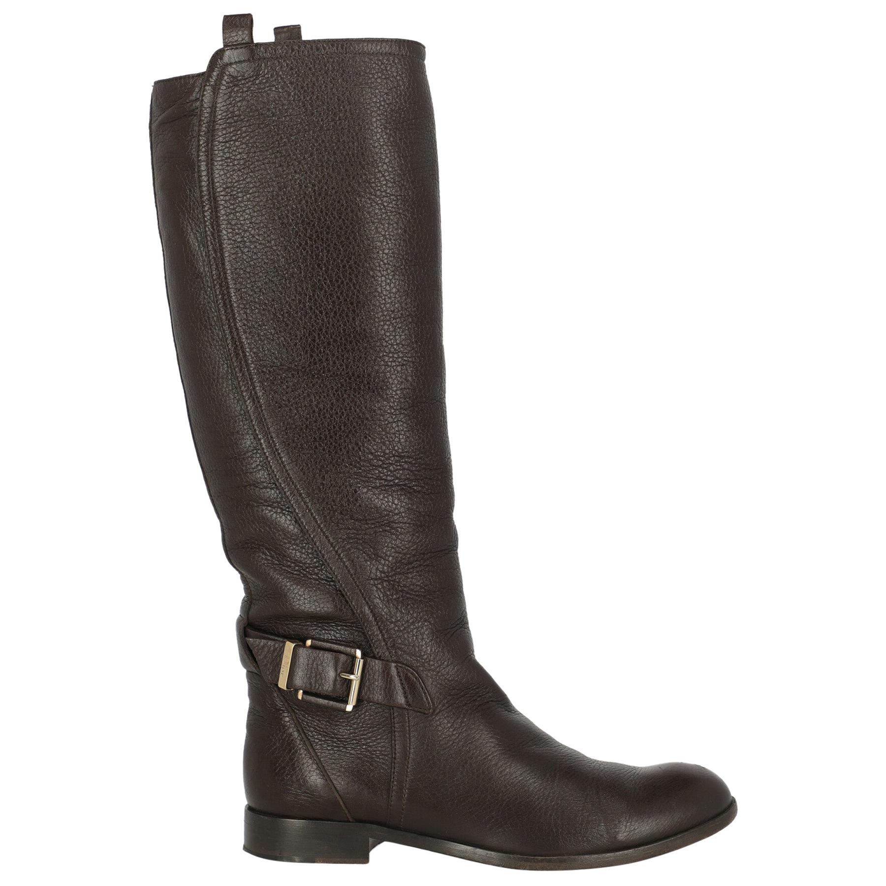 Dior Woman Boots Brown Leather IT 39 For Sale