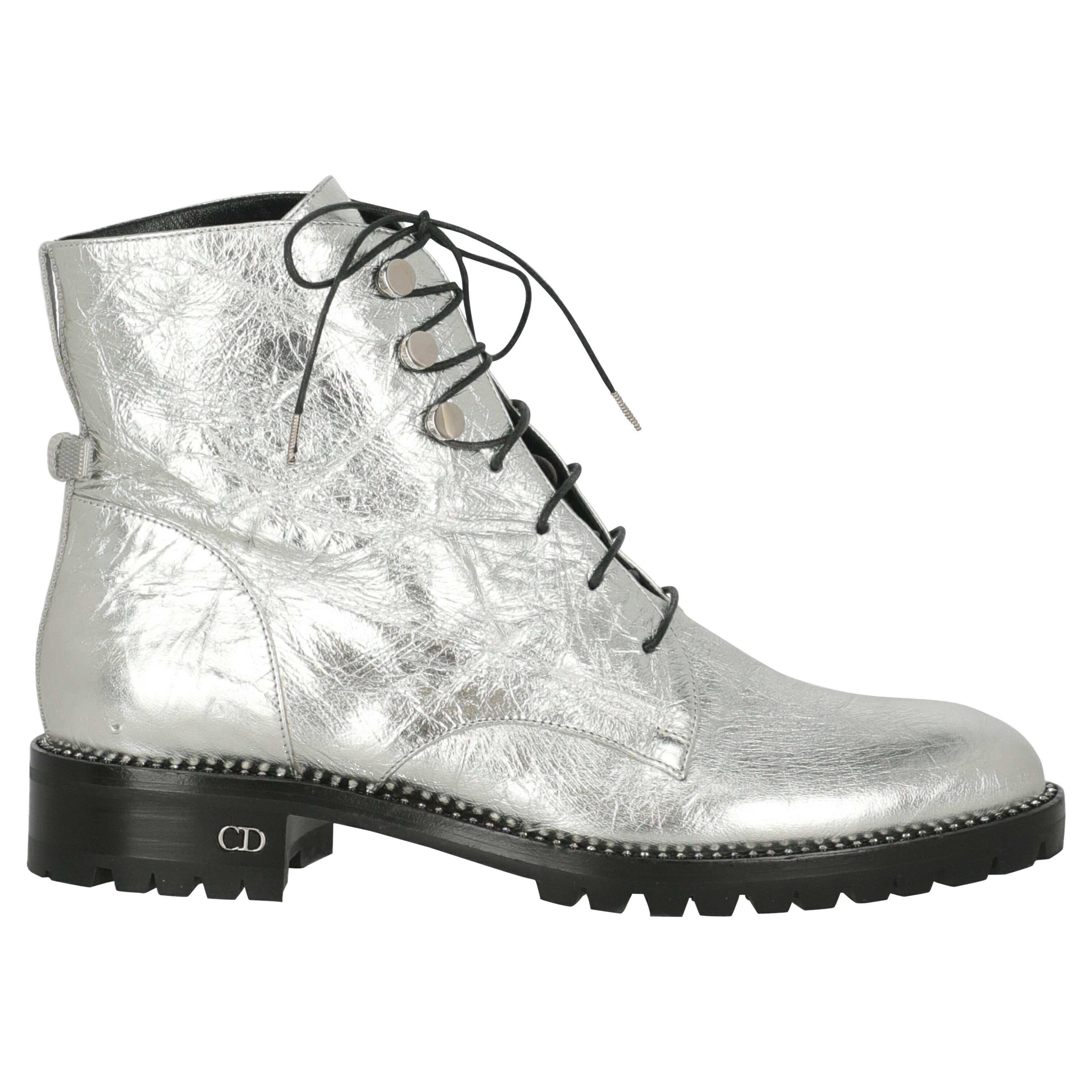 Dior Women  Ankle boots Silver Leather IT 39 For Sale