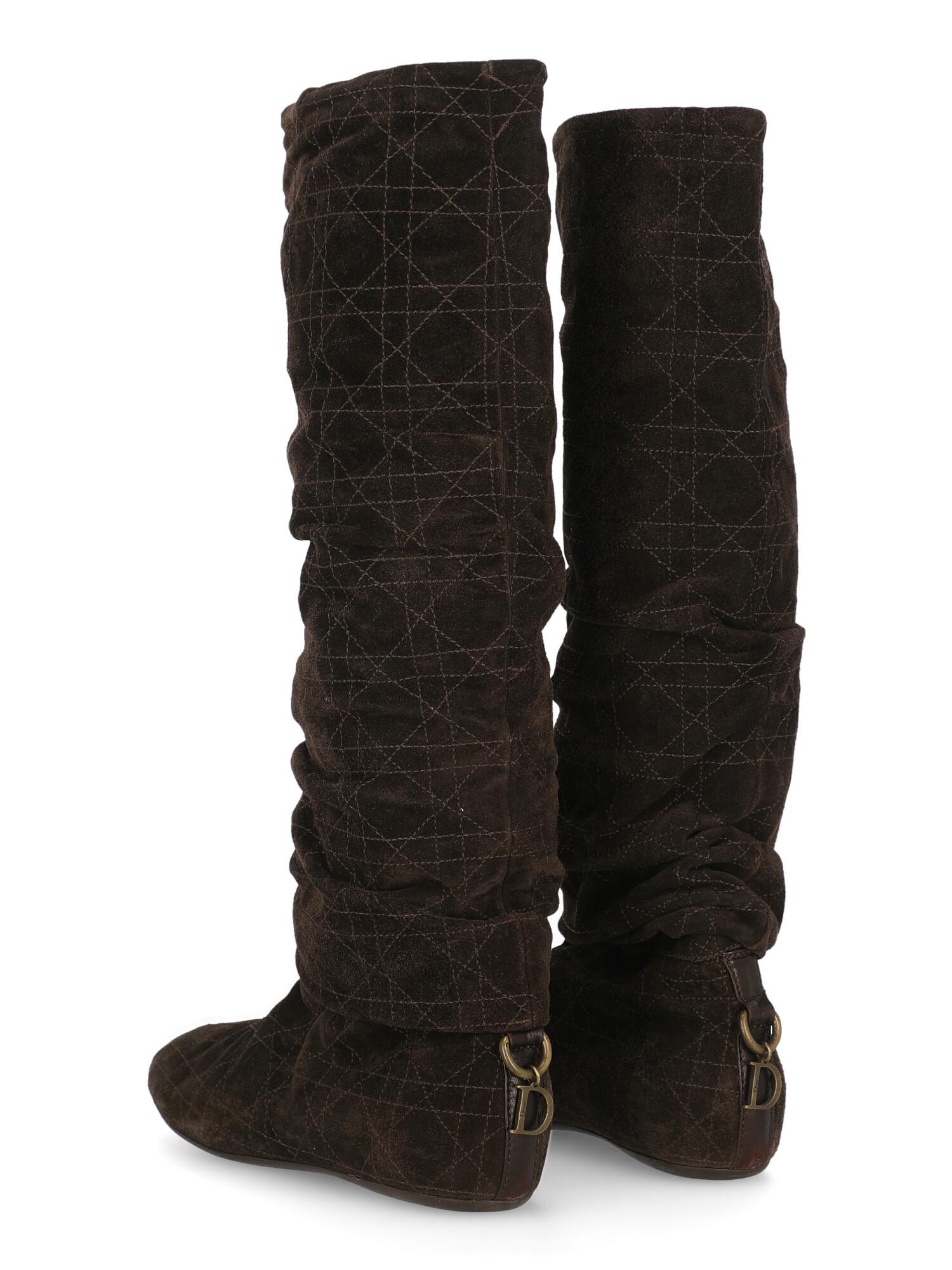 Black Dior Women  Boots Brown Leather IT 37 For Sale