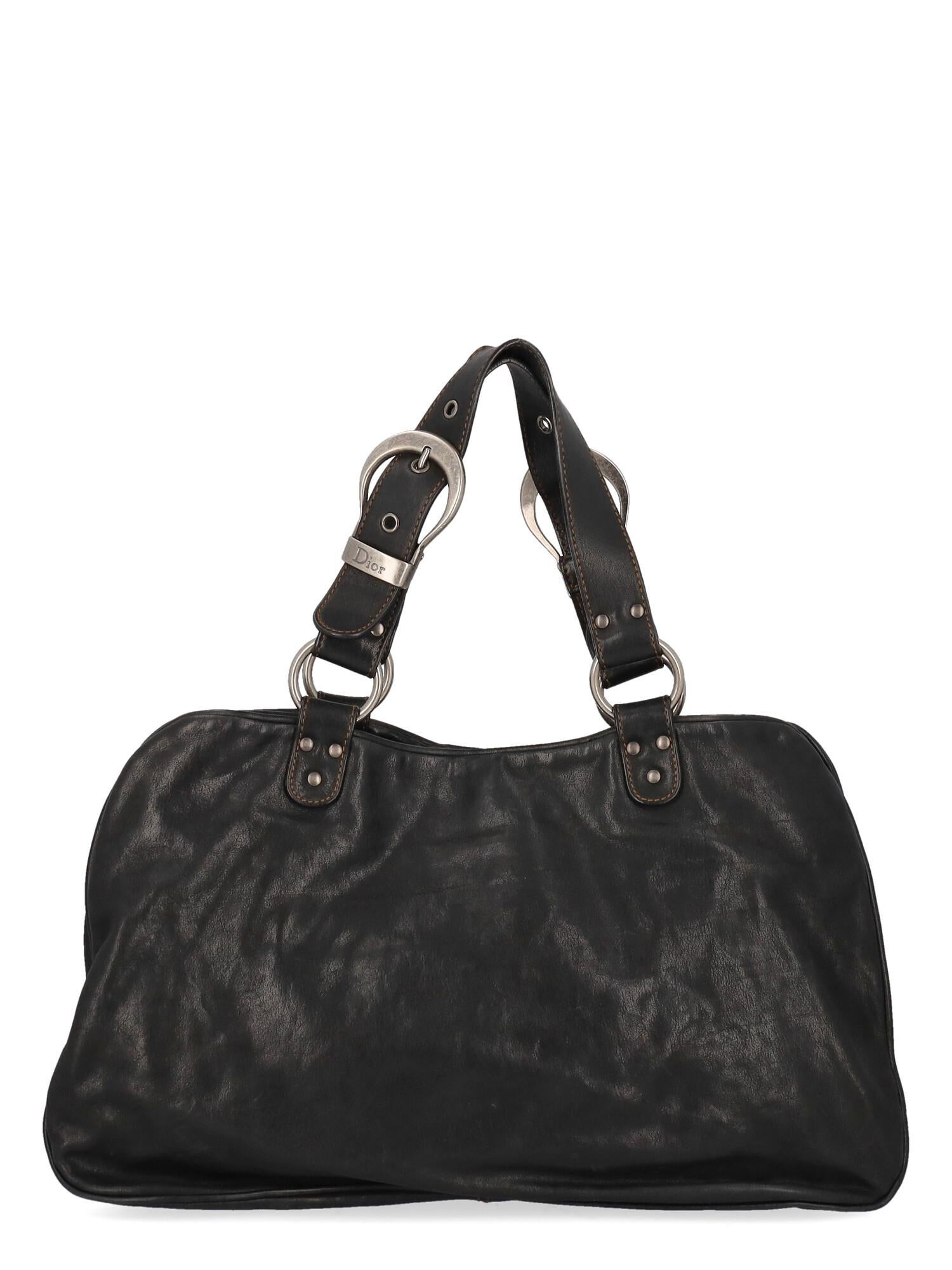 Dior Women Handbags Black, Brown Leather  In Fair Condition For Sale In Milan, IT