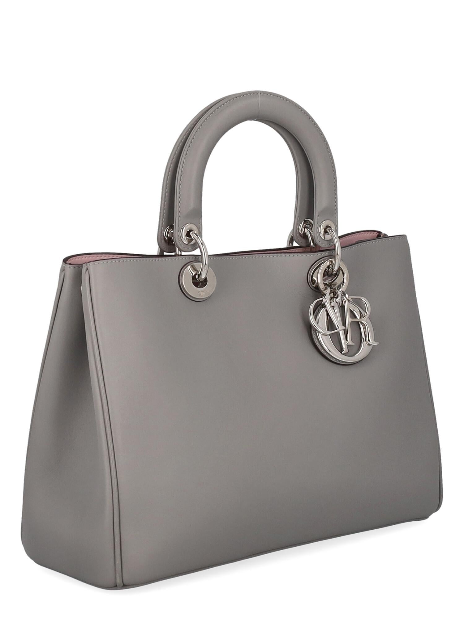 Gray Dior Women Handbags Diorissimo Grey Leather 