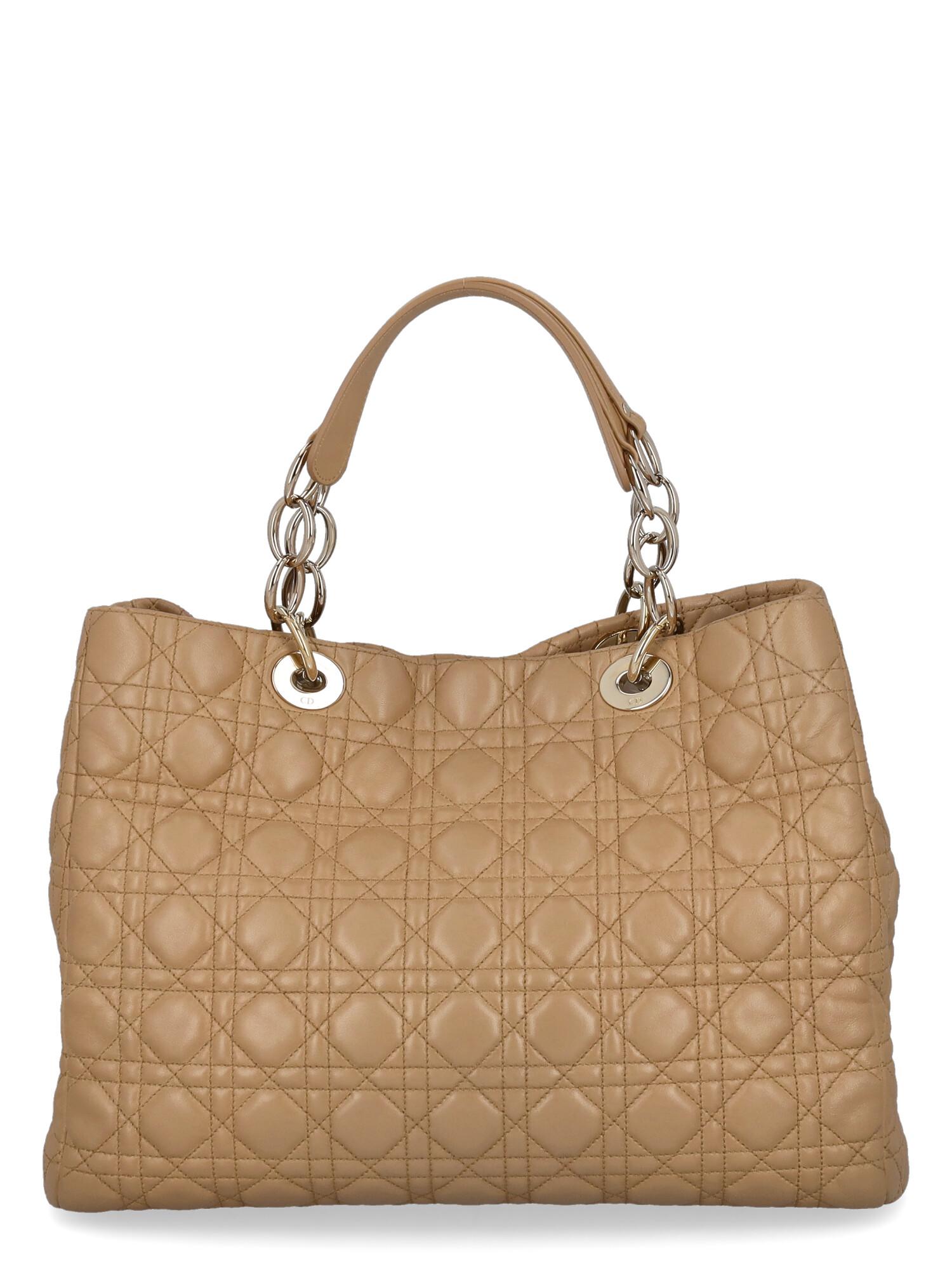 Dior Women Handbags Lady Dior Beige Leather  In Good Condition For Sale In Milan, IT