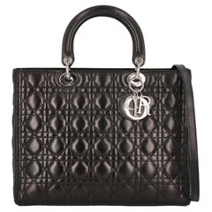 Dior Women Handbags Lady Dior Black Leather