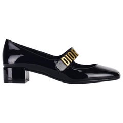 Dior Women's Black Baby-D Patent Leather Strap Pumps