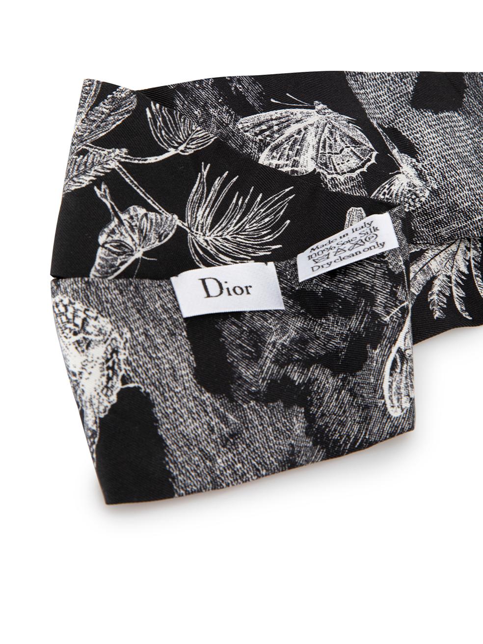 Dior Women's Black Silk Printed Twilly Scarf 1