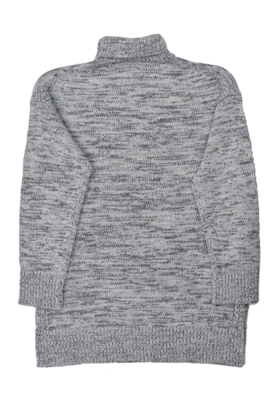 Dior Women's Blue Grey Wool Turtleneck Knit Tunic Sweater In New Condition For Sale In Brooklyn, NY