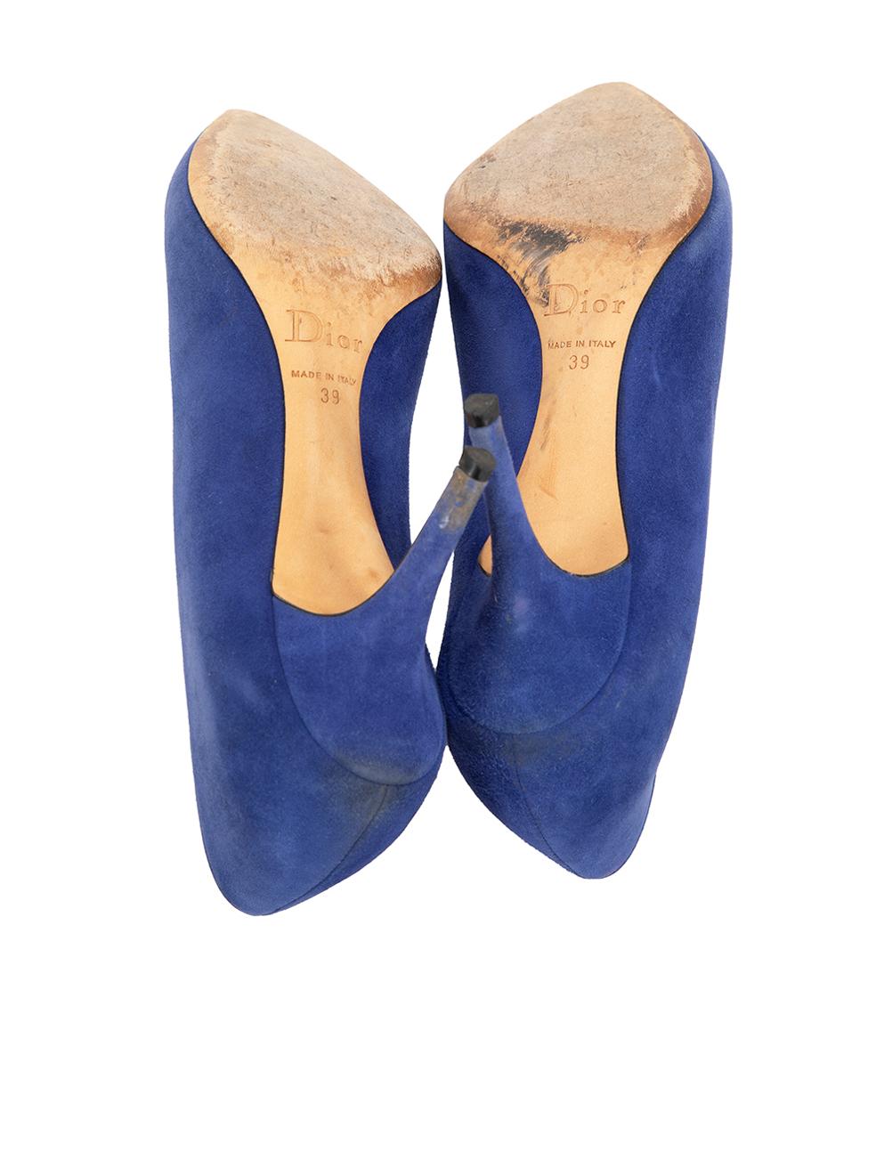 Dior Women's Blue Suede Pointed Toe Slip On Pumps For Sale 2