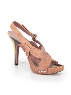 Dior Women's Blush Pink Snakeskin Cross Strap Sandals