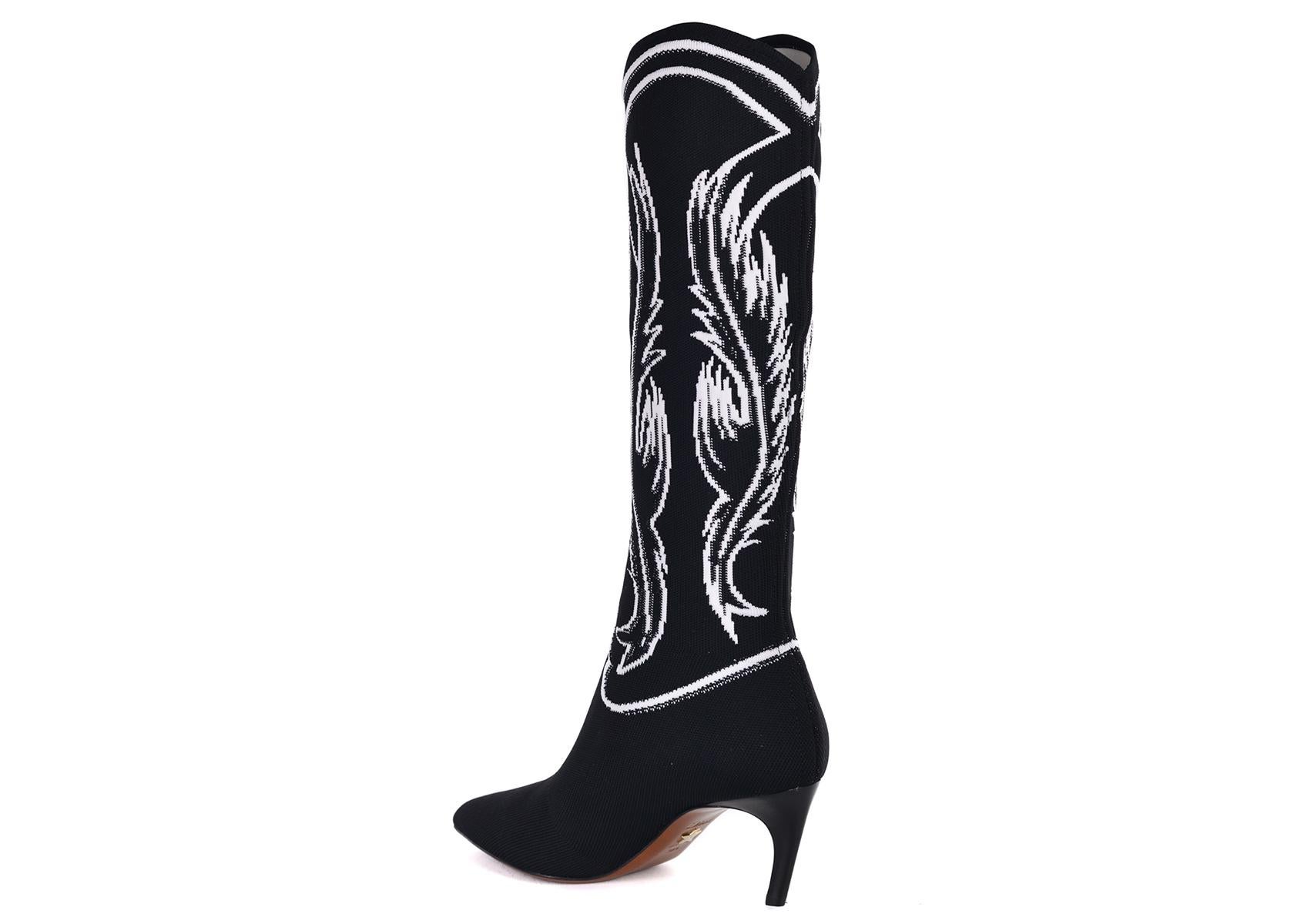 Black Dior Women's Dior Spirit Jacquard Knit Mid Calf Boot For Sale
