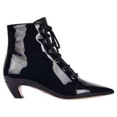 Dior Women's I-Dior Black Patent Leather Lace Up Boots